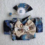 Handmade Labubu Japanese Kitsune Kimono Fan Outfit - Image 13