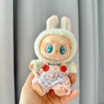 Handmade Labubu Summer Dungarees Checked Bear Outfit with Accessories - Image 2
