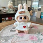 Handmade Labubu White Black Heart Cosy Knit Outfit - Image 3