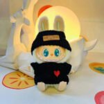 Handmade Labubu White Black Heart Cosy Knit Outfit - Image 8