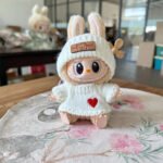 Handmade Labubu White Black Heart Cosy Knit Outfit - Image 5