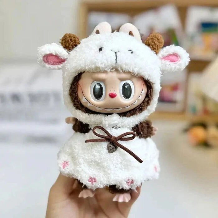 Handmade Labubu White Sheep Overalls Outfit - Image 5