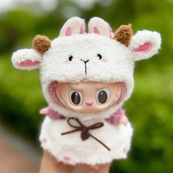 Handmade Labubu White Sheep Overalls Outfit - Image 1
