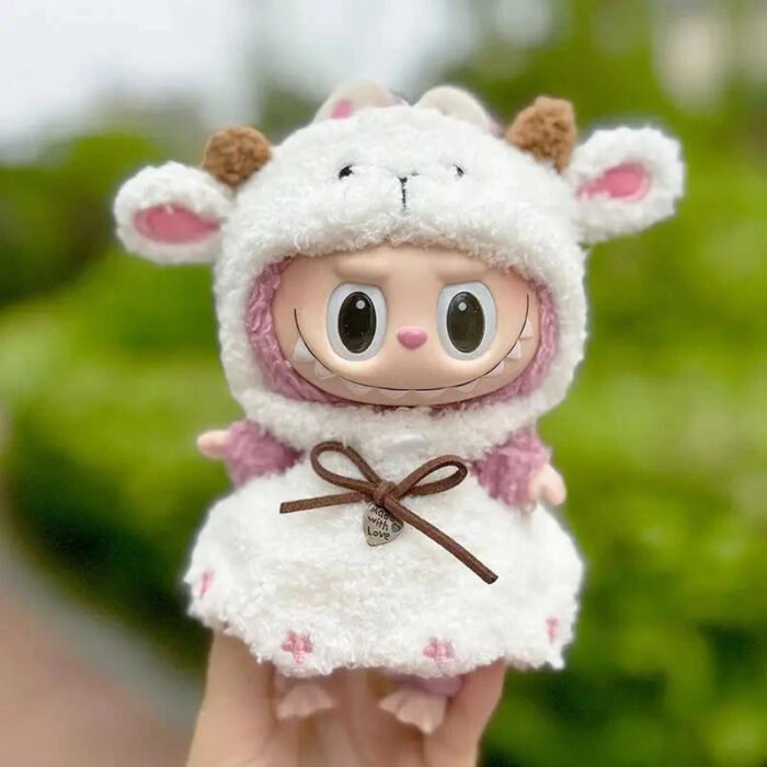 Handmade Labubu White Sheep Overalls Outfit - Image 10