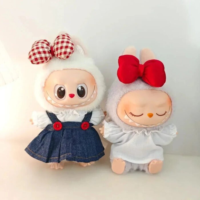 Handmade Red Bow Denim Dress Labubu Outfit - Image 2