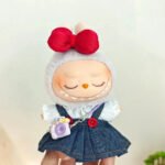 Handmade Red Bow Denim Dress Labubu Outfit - Image 5