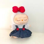 Handmade Red Bow Denim Dress Labubu Outfit - Image 3